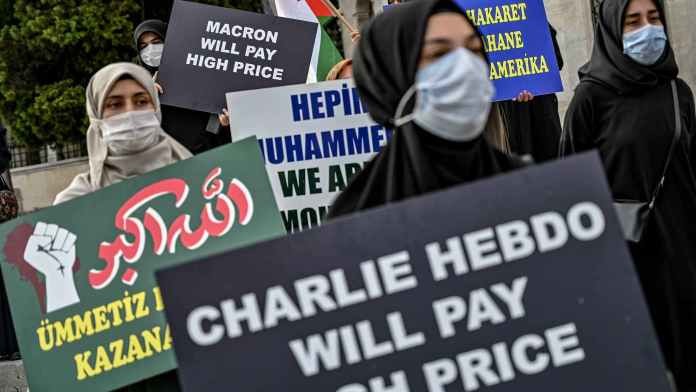 Istanbul: manifestation contre la publication des caricatures de Mahomet par Charlie Hebdo - ảnh 1