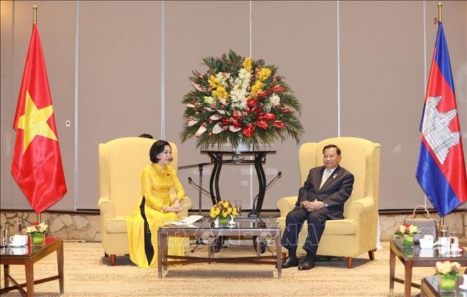 Mise à jour sur la visite officielle au Vietnam de Say Chhum - ảnh 1