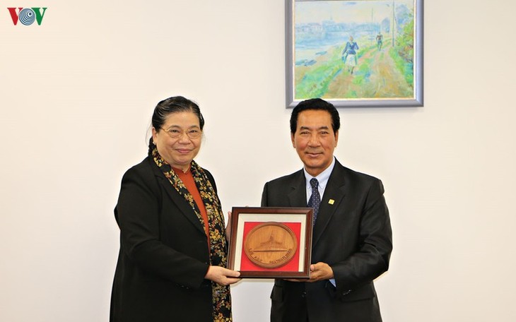 Вице-спикер Национального собрания СРВ Тонг Тхи Фонг приняла  Лаосского коллегу - ảnh 1
