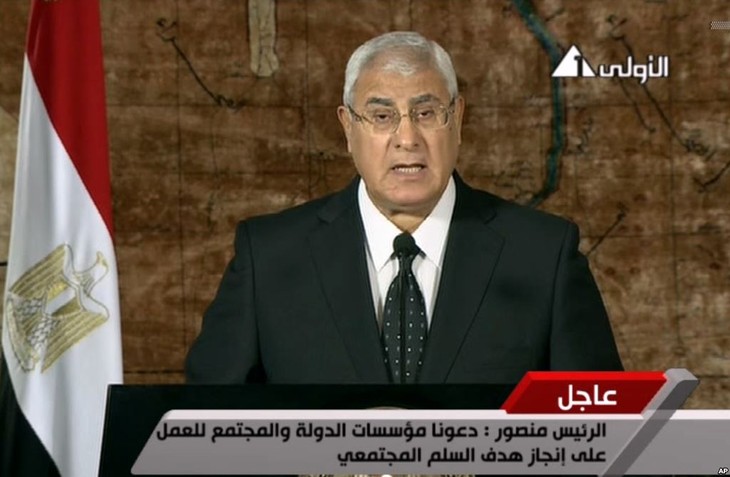 Presiden Sementara Mesir memberikan hak penanganan  darurat kepada PM - ảnh 1