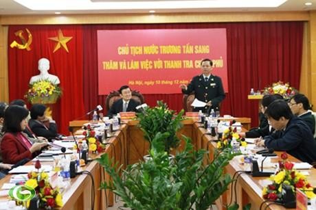 Presiden Negara Truong Tan Sang melakukan temu kerja dengan badan Inspektorat Pemerintah - ảnh 1