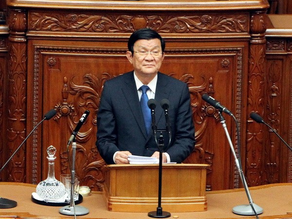 Presiden Vietnam, Truong Tan Sang mengunjungi dan membacakan pidato di depan Parlemen Jepang - ảnh 1