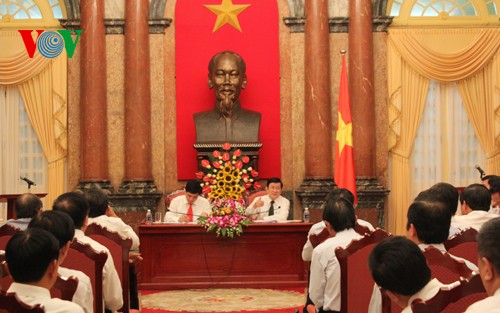 Presiden Vietnam, Truong Tan Sang mencatat sumbangan yang diberikan blok badan usaha milik Negara - ảnh 1