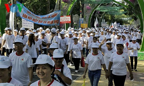 В г.Хошимине около 10 тыс человек участвовали в шествии в поддержку жертв эйджент-оранджа - ảnh 1