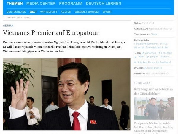 ИноСМИ освещают визит премьера Вьетнама Нгуен Тан Зунга в Европу - ảnh 1