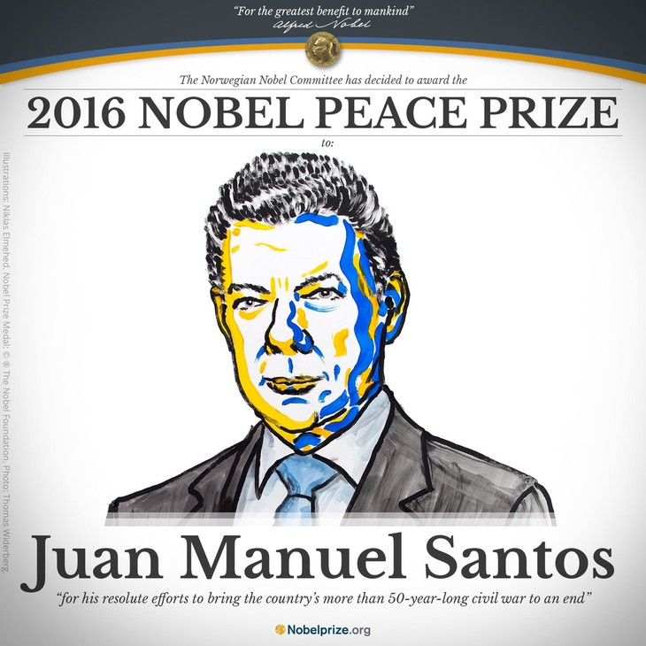 Президент Колумбии получил Нобелевскую премию мира 2016 года - ảnh 1