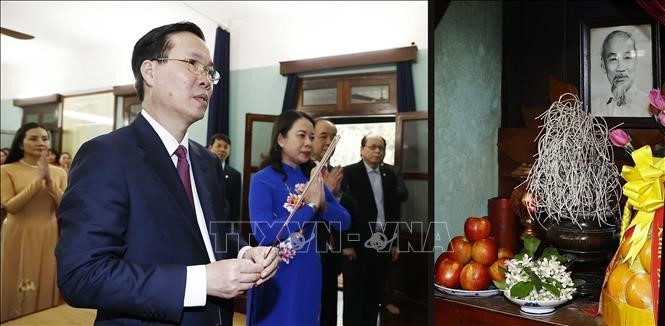 Le président de la République Vo Van Thuong rencontre le personnel de son bureau  - ảnh 2