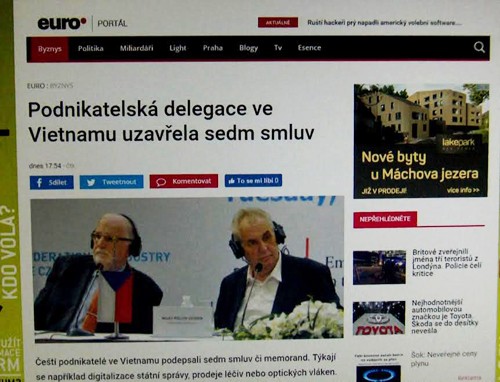Báo chí Czech đưa tin về chuyến thăm của Tổng thống Milos Zeman tại Việt Nam  - ảnh 1