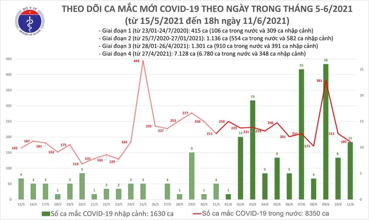 Ngày 11/6: Việt Nam ghi nhận tổng 196 ca mắc COVID-19; có 96 bệnh nhân khỏ - ảnh 1