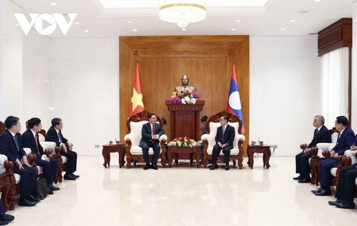 Chủ tịch Quốc hội Vương Đình Huệ gặp nguyên Thủ tướng, nguyên Chủ tịch Quốc hội Lào - ảnh 2