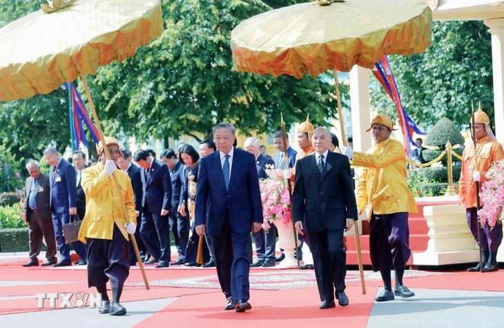 Chủ tịch nước Tô Lâm hội kiến Quốc vương Campuchia Norodom Sihamoni  - ảnh 2